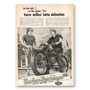 1953 Harley Davidson 165 Print Ad | Miles Into Minutes