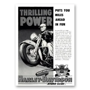 1953 Harley Davidson Print Ad | Thrilling Power