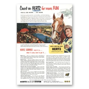 1953 Hertz Rent a Car Print Ad | Wild Horse