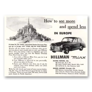 1953 Hillman Minx Print Ad | See More Spend Less