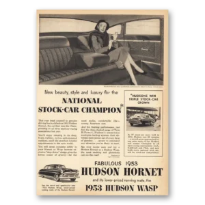 1953 Hudson Hornet Print Ad | National Stock Car Champion