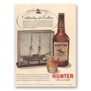 1953 Hunter Whiskey Print Ad | Outstanding