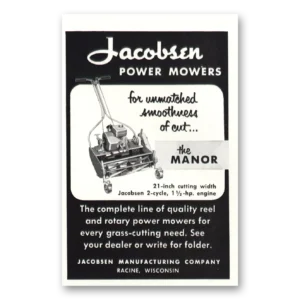 1953 Jacobsen Mowers Print Ad | Manor Unmatched Smoothness
