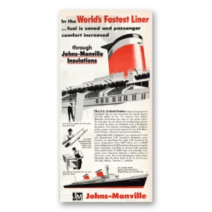 1953 Johns Manville Print Ad | Ss United States