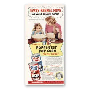 1953 Jolly Time Popcorn Print Ad | Mona Freeman