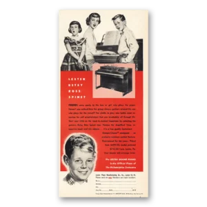 1953 Lester Piano Print Ad | Betsy Ross Spinet