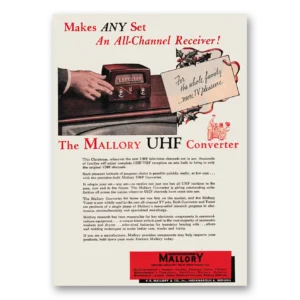 1953 Mallory UHF Converter Print Ad | Channel Receiver