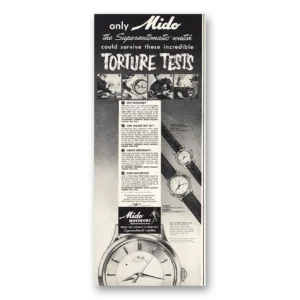 1953 Mido Watch Print Ad | Torture Tests