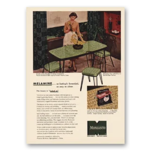 1953 Monsanto Print Ad | Melamine Lastingly Beautiful