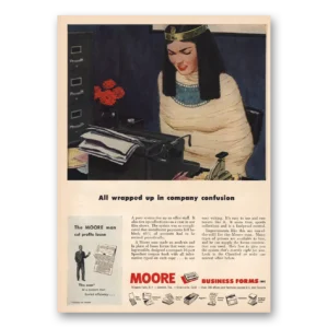 1953 Moore Business Forms Print Ad | All Wrapped Up