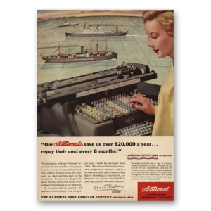 1953 National Cash Register Print Ad | American Export Lines