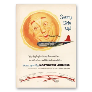 1953 Northwest Airlines Print Ad | Sunny Side Up