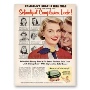 1953 Palmolive Soap Print Ad | Schoolgirl