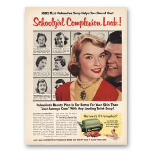 1953 Palmolive Soap Print Ad | Schoolgirl Complexion