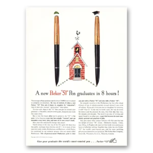 1953 Parker Pens Print Ad | Graduates In 8 Hours