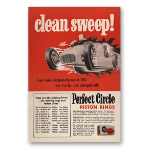1953 Perfect Circle Print Ad | Clean Sweep