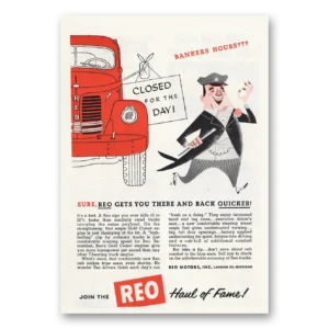 1953 Reo Motor Car Print Ad | Bankers Hours