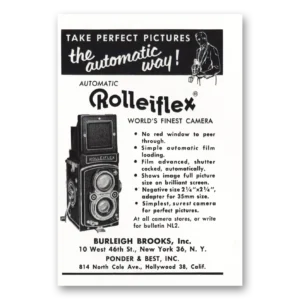 1953 Rolleiflex Camera Print Ad | Automatic Way