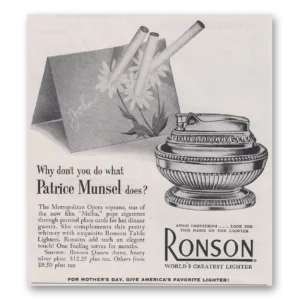 1953 Ronson Lighters Print Ad | Patrice Munsel