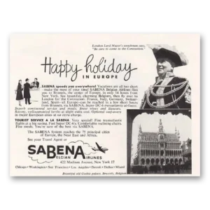 1953 Sabena Airlines Print Ad | Belgian Airlines