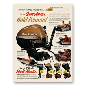 1953 Scott Atwater Print Ad | Gold Pennant