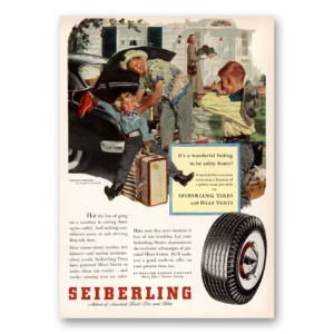 1953 Seiberling Tires Print Ad | Going On Vacation