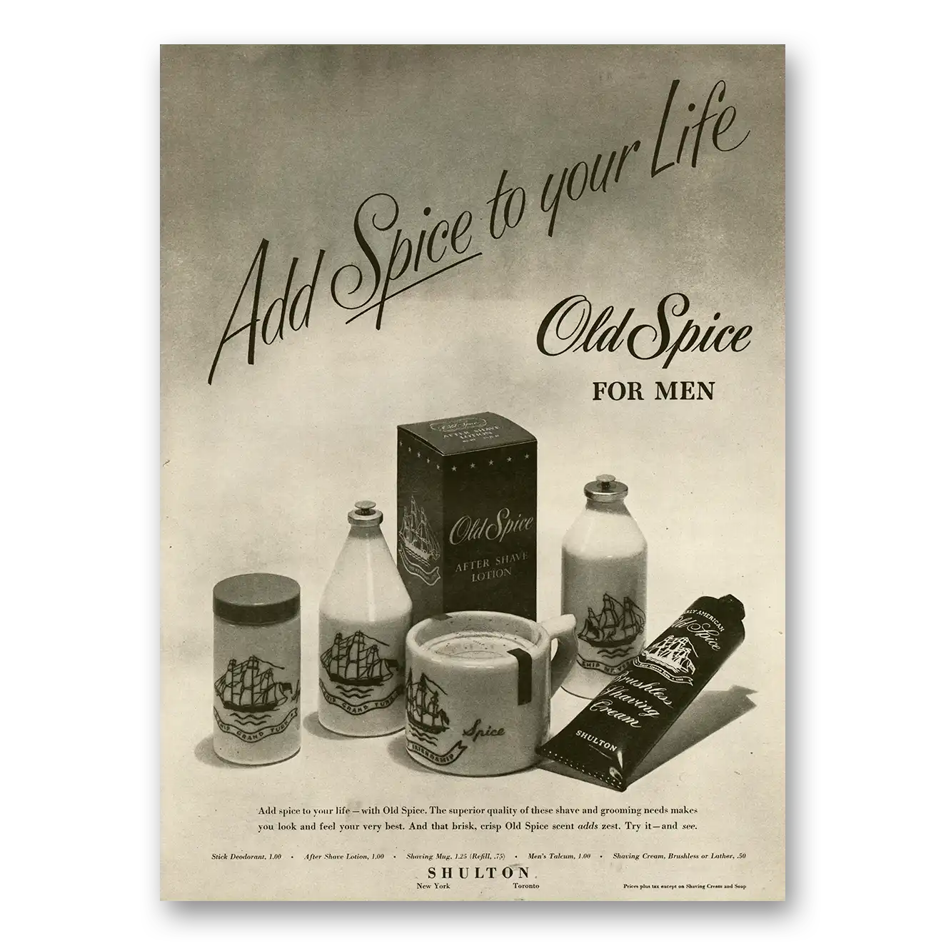 1952 Old Spice Print Ad | Add Spice To Your Life