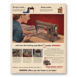 1953 Singer Sewing Machine Print Ad | Swing Needle