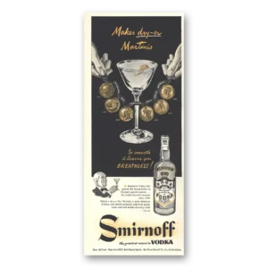 1953 Smirnoff Vodka Print Ad | Martinis