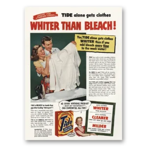 1953 Tide Detergent Print Ad | Whiter Than Bleach