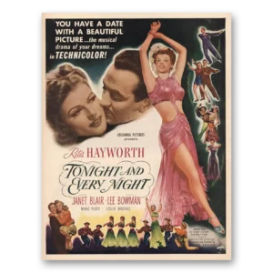 1953 Tonight and Every Night Movie Promo Print Ad | Rita Hayworth