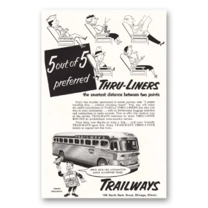 1953 Trailways Print Ad | Thru Liners