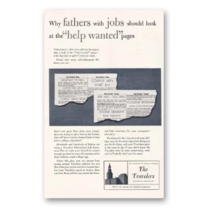 1953 Travelers Insurance Print Ad | Fathers Jobs