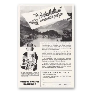 1953 Union Pacific Railroad Print Ad | Columbia River