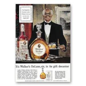 1953 Walkers DeLuxe Bourbon Whiskey Print Ad | Gift Decanter