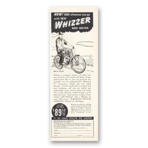 1953 Whizzer Bike Motor Print Ad | Bike Motor