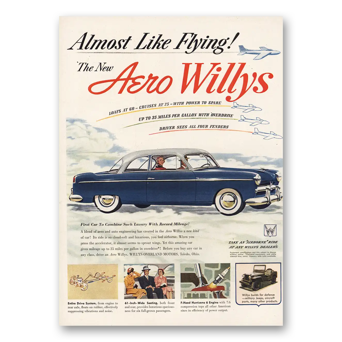 1953 Aero Willys Print Ad | Almost Like Flying