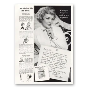 1953 Woodbury Cold Cream Print Ad | Kathryn Grayson