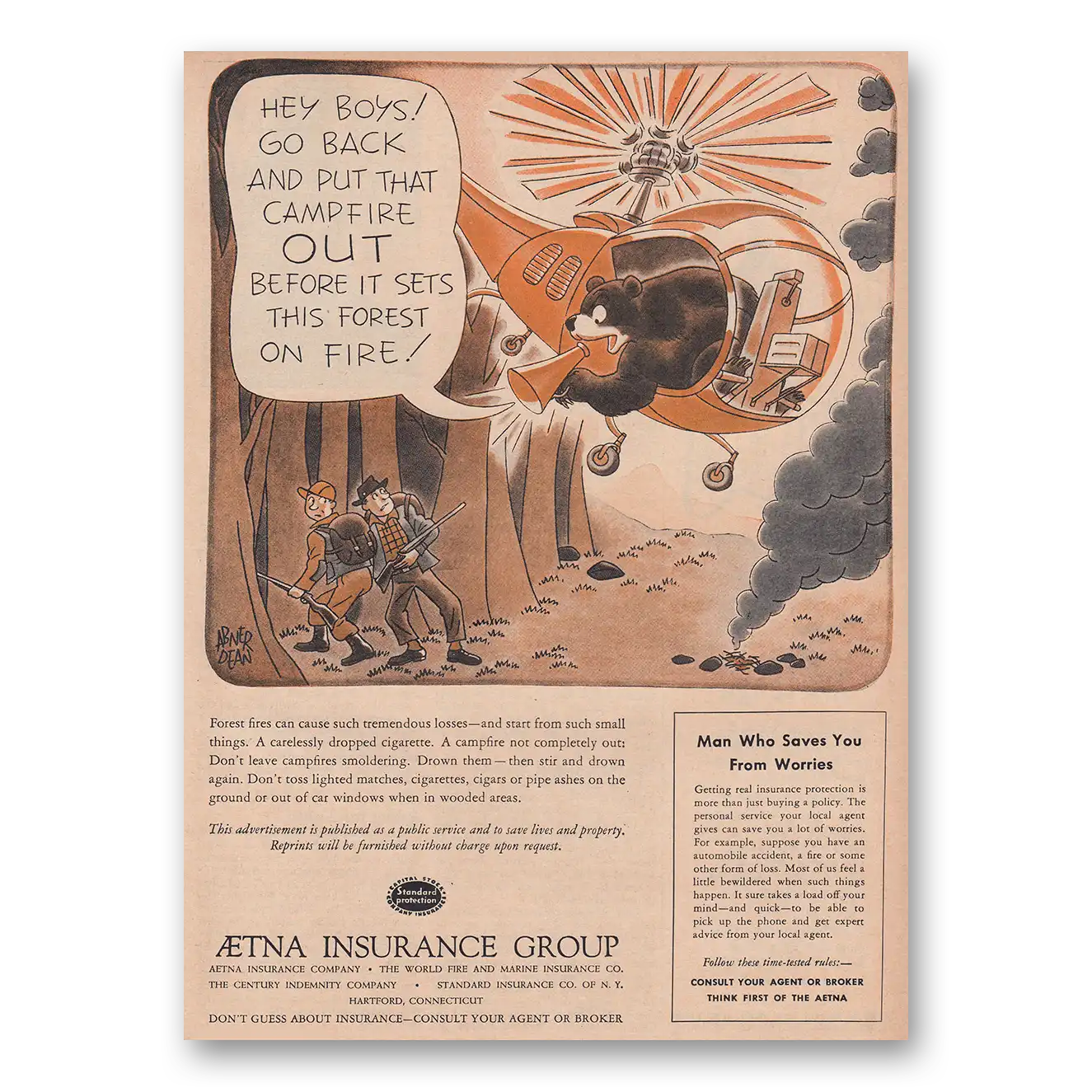 1954 Aetna Insurance Print Ad | Hey Boys