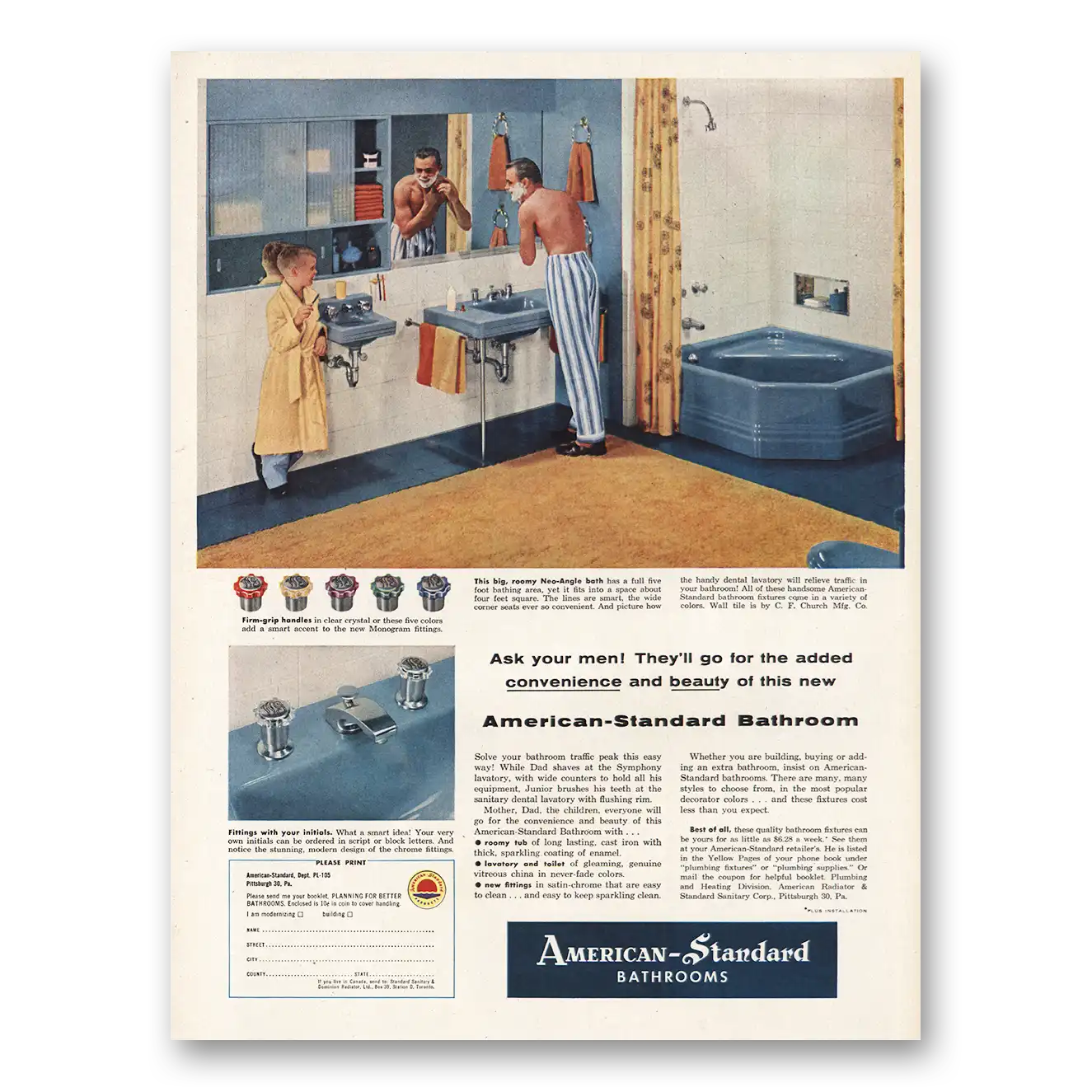 1954 American Standard Print Ad | Ask Your Men