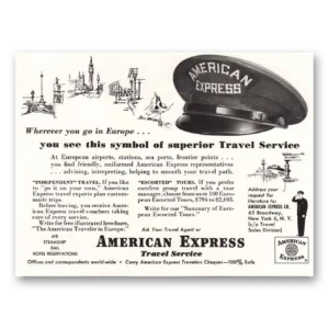 1954 American Express Print Ad | Travel Service