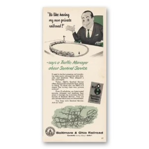 1954 Baltimore and Ohio Railroad Print Ad | Private Railroad