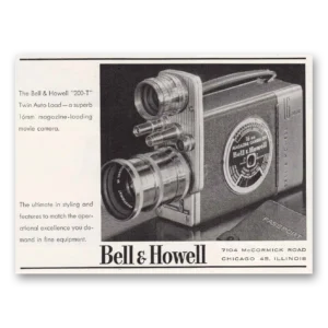 1954 Bell & Howell Movie Camera Print Ad | Twin Auto Load