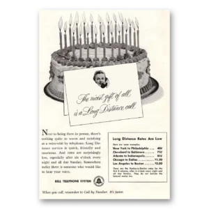 1954 Bell Telephone Print Ad | Birthday Cake