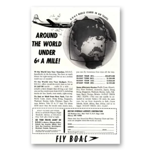 1954 British Airways BOAC Print Ad | Around World