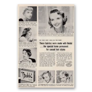 1954 Bobbi Pin Curl Permanent Print Ad | Fussy Curls