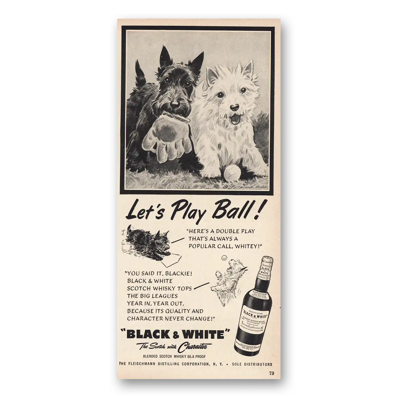 1954 Black and White Scotch Print Ad | Lets Play Ball