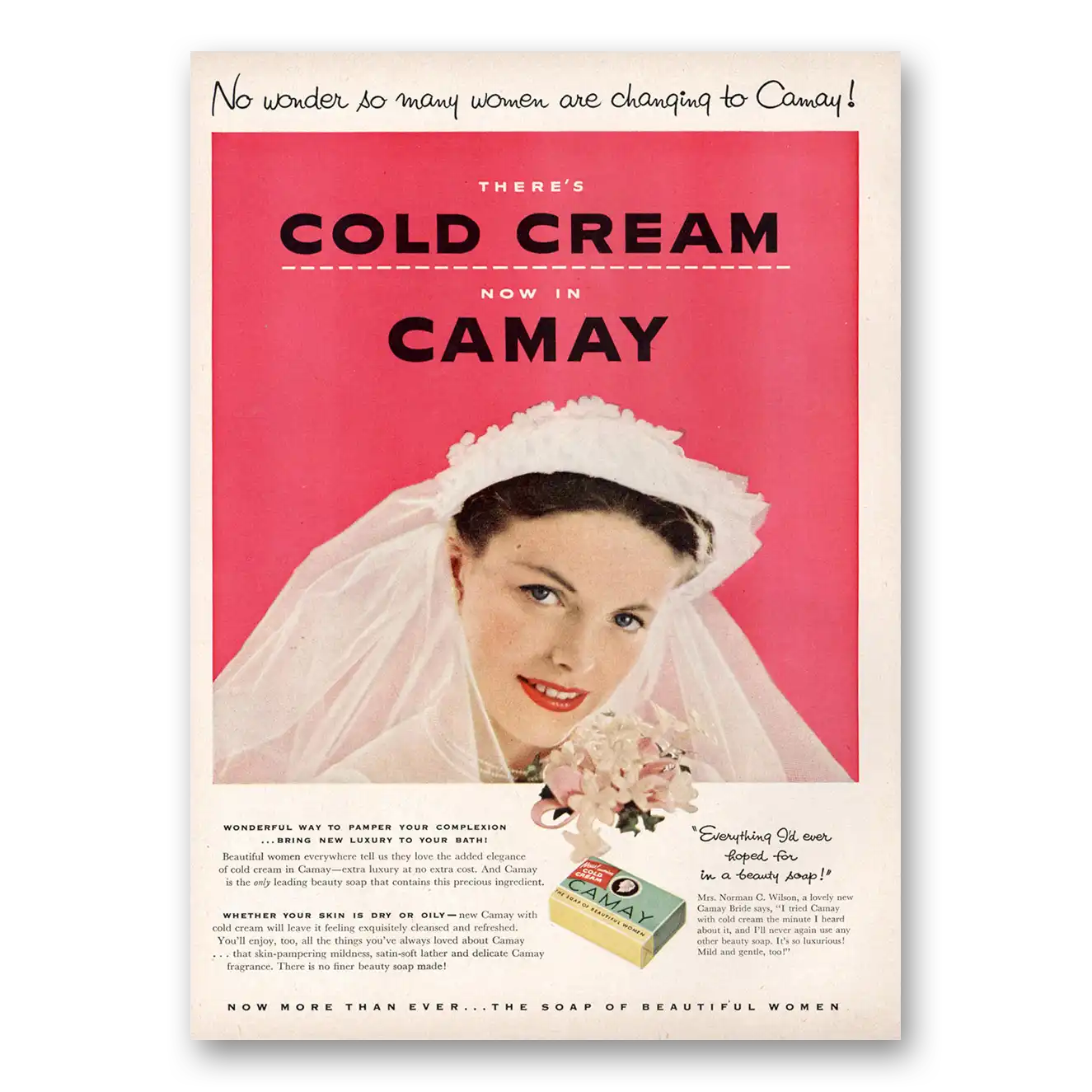 1954 Camay Soap Print Ad | No Wonder