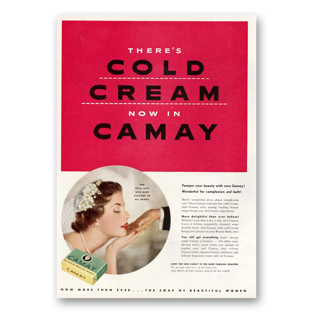 1954 Camay Soap Print Ad | Cold Cream
