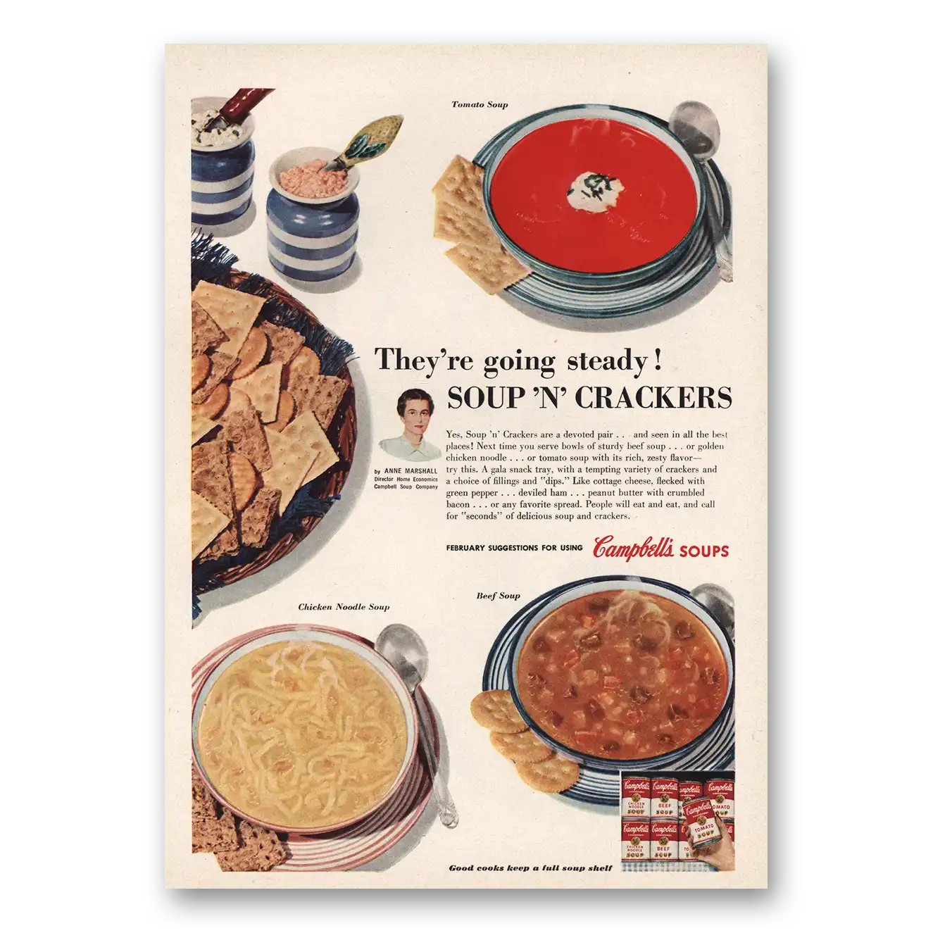 1954 Campbells Soup Print Ad | Soup N Crackers